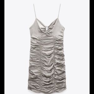 Zara satin effect draped dress size Large